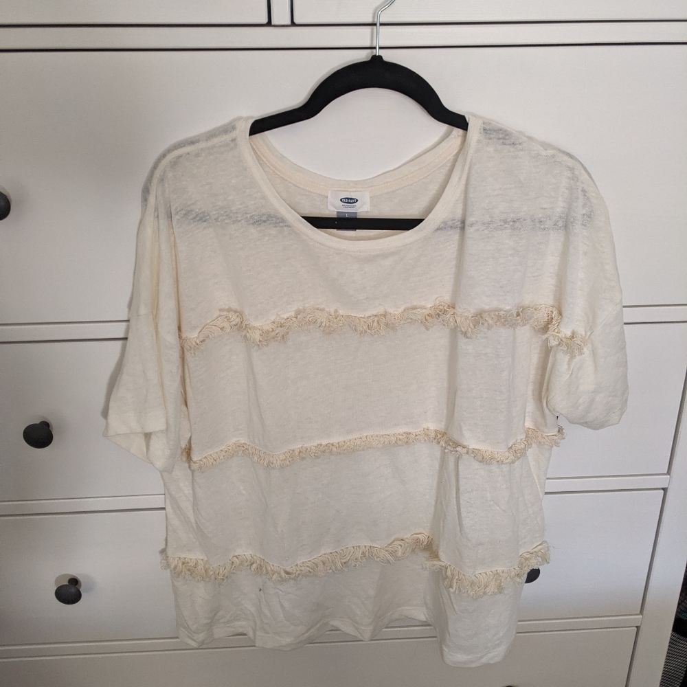 White boho tassle top old navy size large